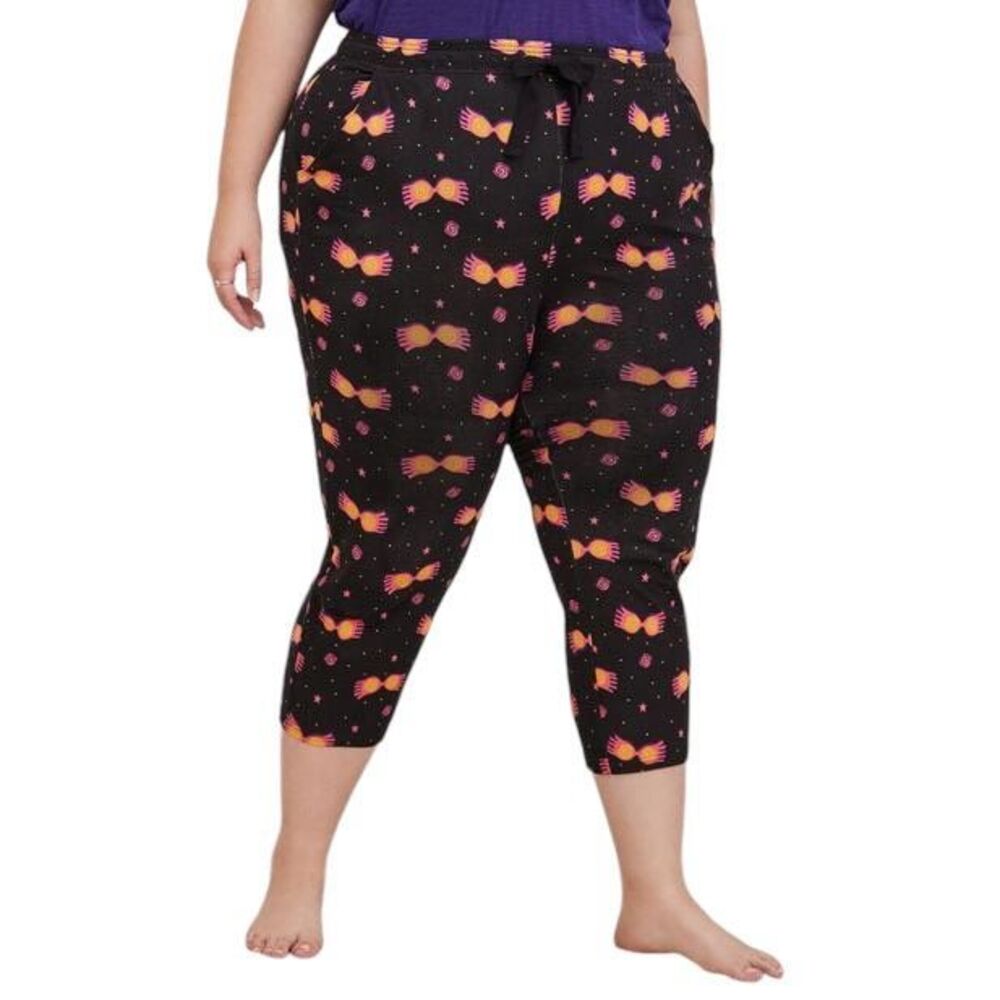 Torrid Plus Size 4X Pajama Pants Harry Potter Sleep Crop Luna‎ Glasses Black 572